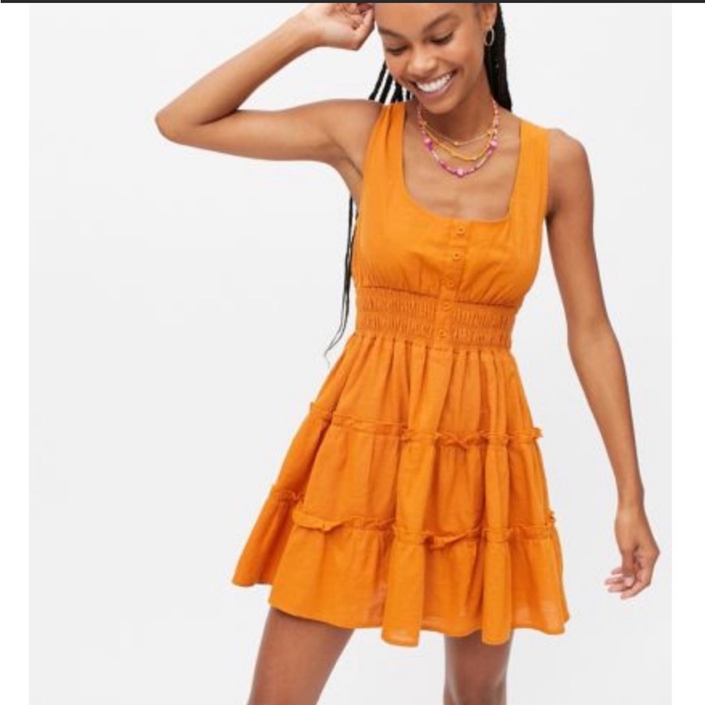 Pumpkin ruffled mini dress size M Urban Outfitters